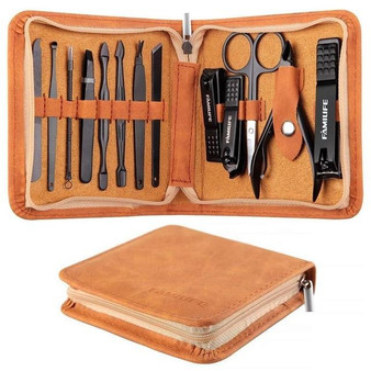 Manicure Set, Pedicure Kit Nail Clipper Set 13pcs Professional Men Grooming Kit Stainless Steel Portable Travel Nail