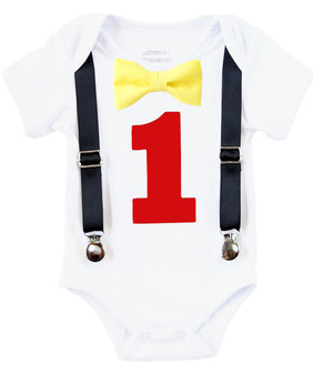 Mickey Mouse First Birthday Outfits for Boys Black Red and Yellow