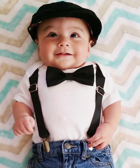 Baby Boy Tuxedo Outfit Black Vest Black Bow Tie Newborn Infant Tux