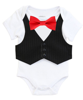 Baby Boy Vest Bow Tie Outfit Black Vest Red Bow Tie