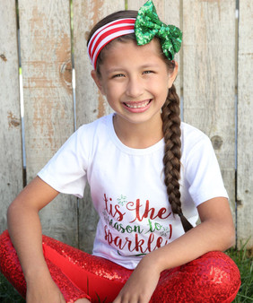 Baby Toddler Girl Christmas Outfit Sparkle Red Sequins Bow