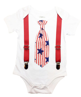 Baby Boy 4th of July Outfit Shirt Star and Stripe Tie Set Patriotic