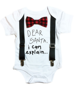 Baby Boy Christmas Outfit Dear Santa I Can Explain Buffalo Plaid