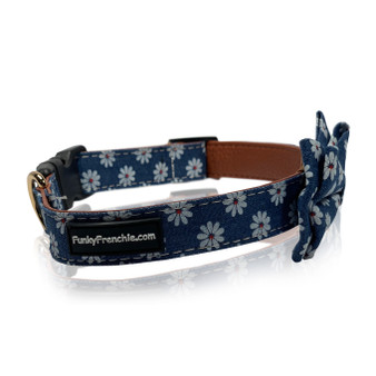 French Bulldog Bowtie Dog Collar with Flowers