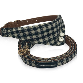 Black & White Plaid Checkered French Bulldog Bandana Dog Collar