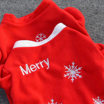 "Merry Chistmas" Red Fleece Dog Sweater