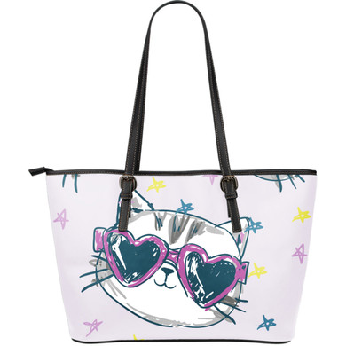 Happy Cat II Leather Tote Bag