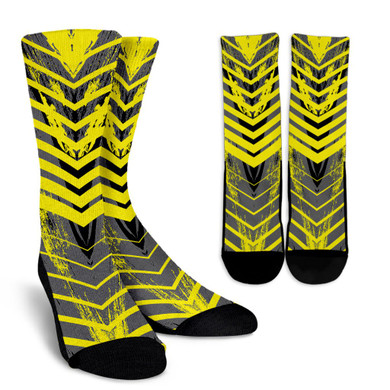 Racing Style Grey & Yellow Stripes Vibes Socks