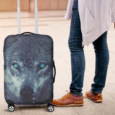 Blue Eyes Wolf Luggage Cover