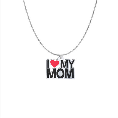 I Love Mom Necklace Name Engraved Necklace Gift for Mom