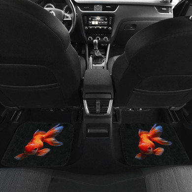 Golden FisD in black Car Floor Mats