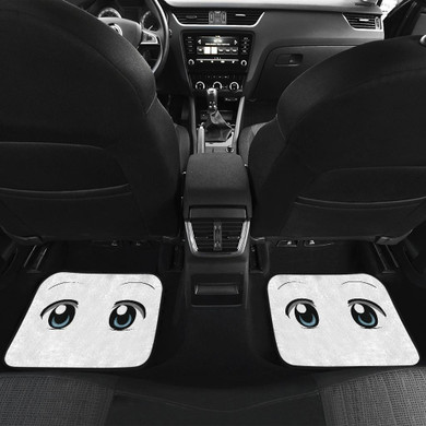 Funny Anime Eyes in White Car Floor Mats