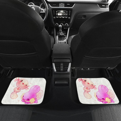 Coral Axolotl And Pokemon in pink Car Floor Mats