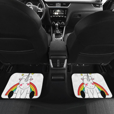 Unicorn Funny Chibi I Don't Care Kids Car Floor Mats