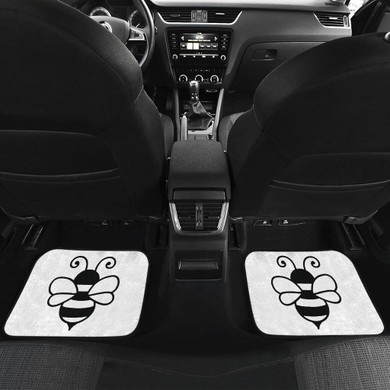 Save The Bee Draw Black & White Car Floor Mats