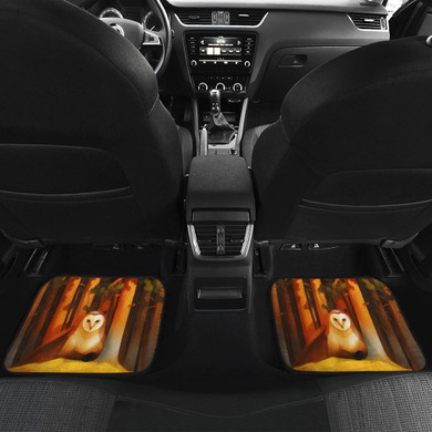 Owl Face in Autumn Wild Animal Car Floor Mats