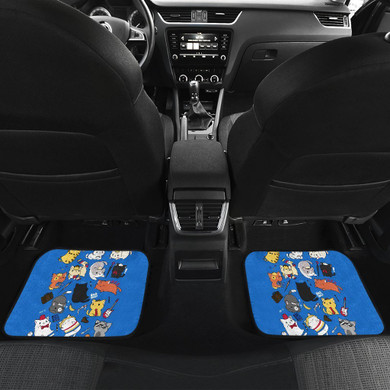 Cats Chibi Funniest in Blue Car Floor Mats