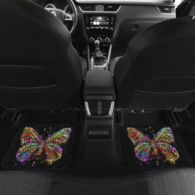 Buffterfly Colorfull in black Car Floor Mats