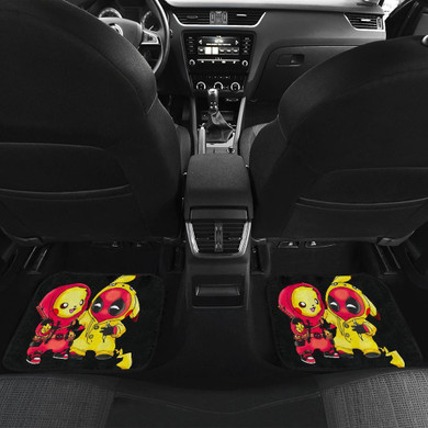 Pikachu DeadPool Funny in Black Car Floor Mats
