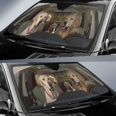 Family Dog Vacation Auto Car Sun Shade Windshield