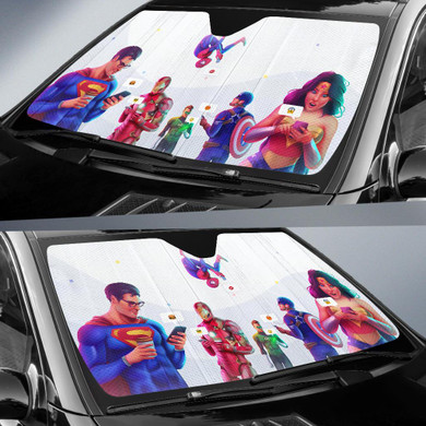 Super Heroes Chatting Auto Car Sun Shade Windshield