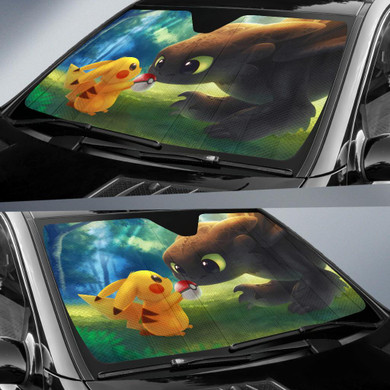 Toothless Pikachu Auto Car Sun Shade Windshield