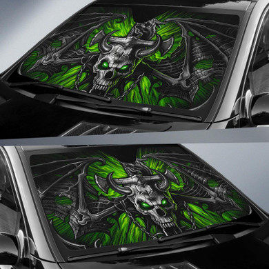 Green Skull Auto Car Sun Shade Windshield