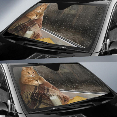 Cat Milk Book Window Auto Car Sun Shade Windshield