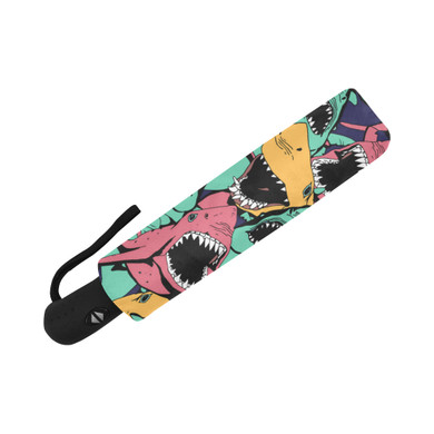 Angry Shark Seamless Pattern Sea Life Auto Foldable Umbrella