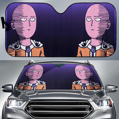 Funny Face Saitama One Punch Man Auto Sun Shade