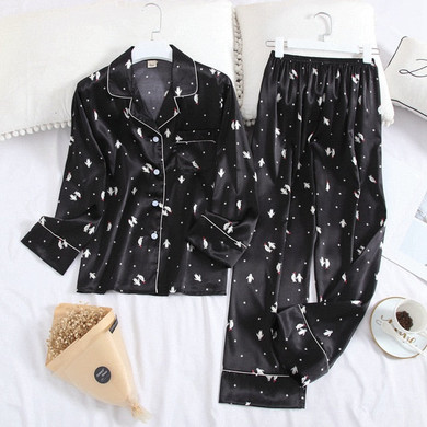 Ice Silk Long Sleeve Trousers Suit