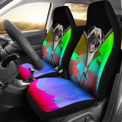 Zipped Pug Car Seat Cover  pug