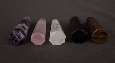 Crystal Wands Sticks - Meditation Collection Set of 5 Five for Meditation, Relaxation and Health Benefits