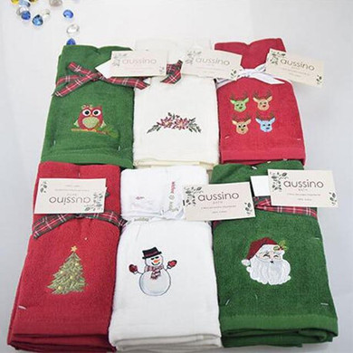 Decorative Christmas Embroidered Hand Towel/Kitchen Towel Set
