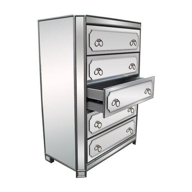 Simplicity Mirrored 5 Drawer Tall Chest