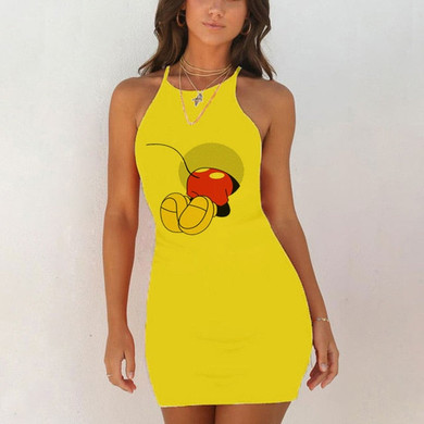 Kawaii Mouse Print Summer Sexy Clothes Women Dresses Backless Night Dress 2020 Bodycon Evening Party O-Neck Mini Yellow Vestidos Kawaii Mouse Print Summer Sexy Clothes Women Dresses Backless Night Dress 2020 Bodycon Evening Party O-Neck Mini Yellow Vestidos