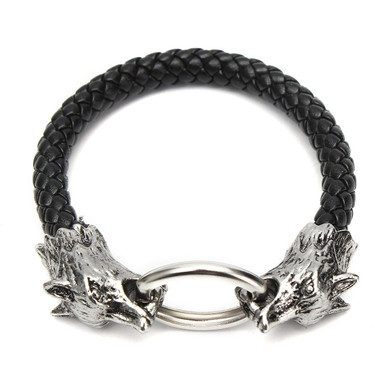 Sköll and Hati's Leather Bracelet™ - Viking Wolf Bracelet