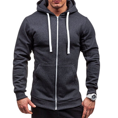 Men's Drawstring Zipper Sweatshirt Hoodie