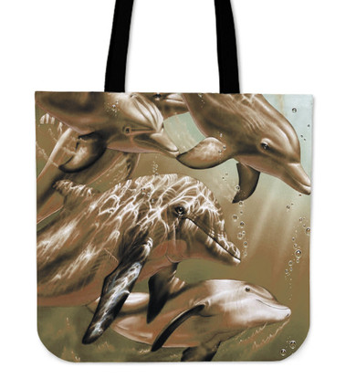 Sepia Dolphins Tote Bag