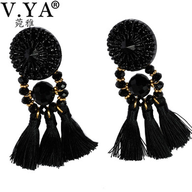 V.YA Tassel Bohemia Earrings for Women Lady Jewelry Accessories Fashion Woman's Rhinestone Drop Earrings