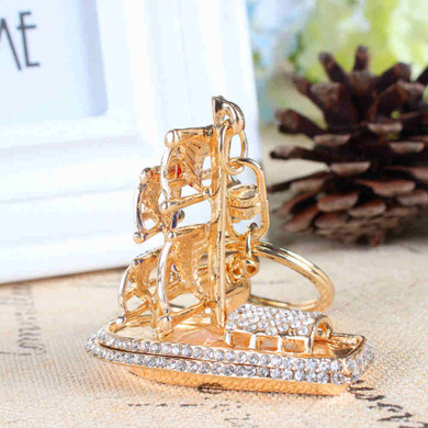 Sailing Boat Crystal Keychain