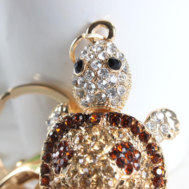 Red Tortoise Rhinestone Keychain