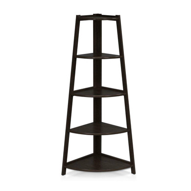 5 Shelves Expresso Corner Shelf Stand Wood Display