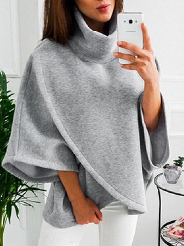 Casual Turtleneck Batwing Sweatshirt
