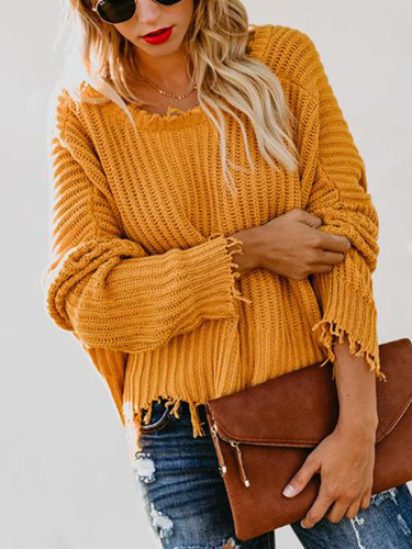 Fashion V-neck Long Sleeve Sweater