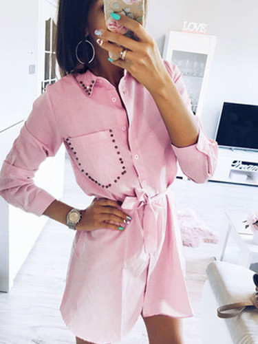 Lapel Basic Shirt Dress Lapel Basic Shirt Dress