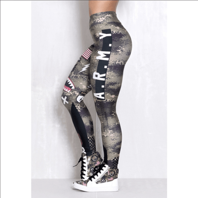 PureGem Armed Forces Tummy Control Push Up Print Leggings