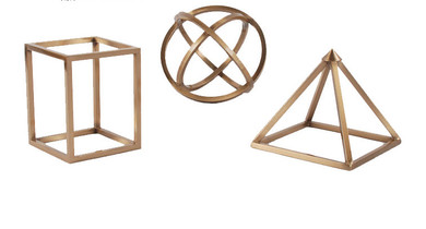 Gold Geometrical Figures Cube Sphere Pyramid