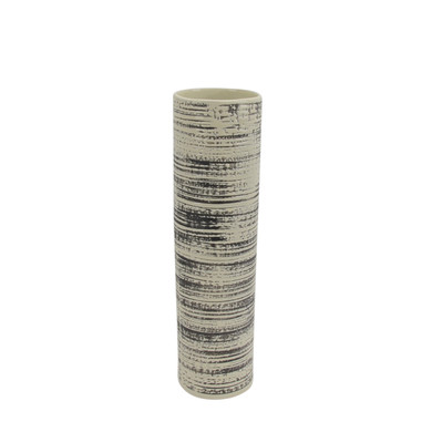 Transitional Ceramic Vase with Cylindrical Shape, Black and White