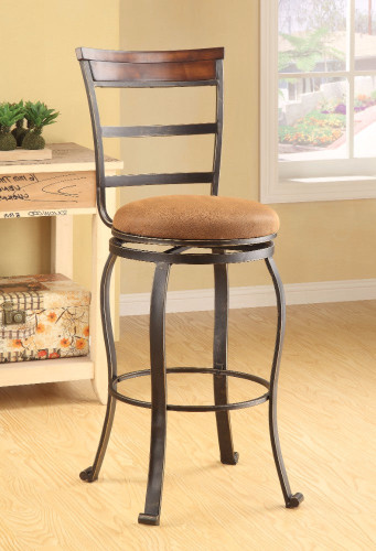 Tavio Bar Chair with Swivel, Fabric & Antiqued Bronze, Set of 2